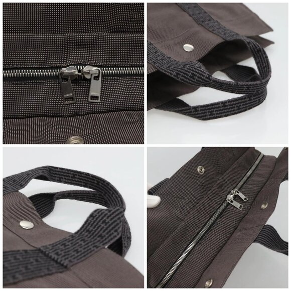 HERMES Her Line MM Hand Bag Canvas Gray Auth kk463 - Picture 16 of 16